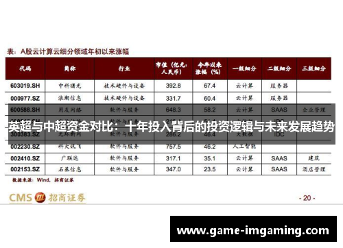 英超与中超资金对比：十年投入背后的投资逻辑与未来发展趋势