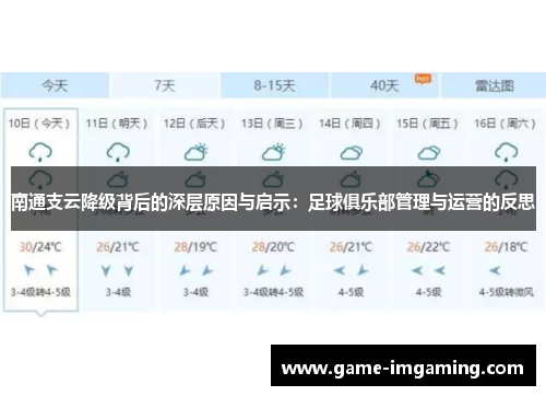 南通支云降级背后的深层原因与启示：足球俱乐部管理与运营的反思