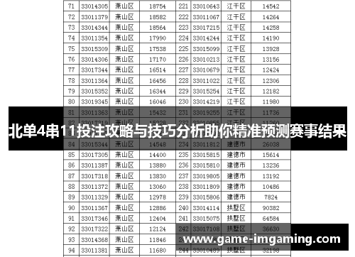 北单4串11投注攻略与技巧分析助你精准预测赛事结果